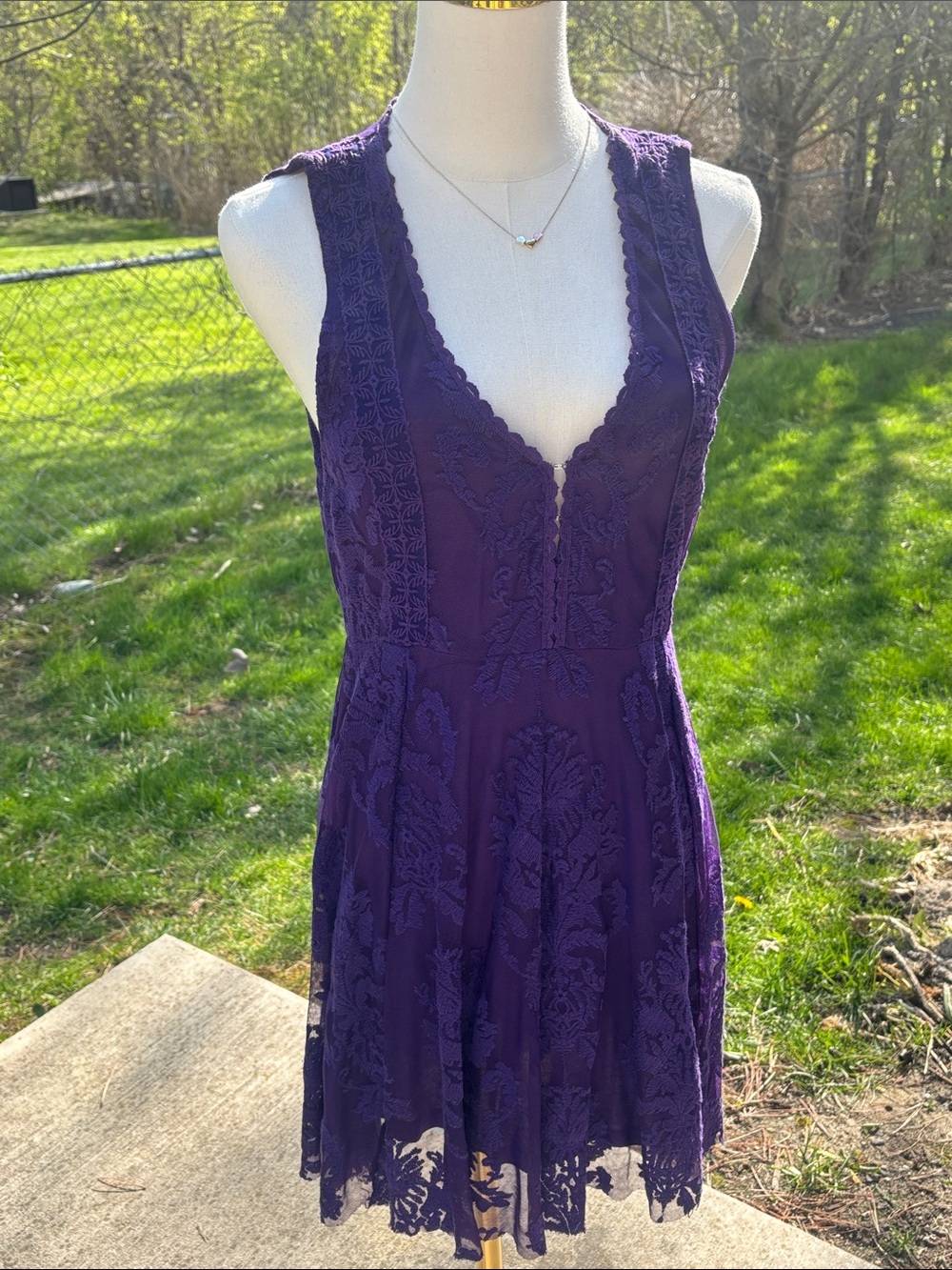 Free People Reign Over Me Floral Lace Mini Dress Size 4 NWT